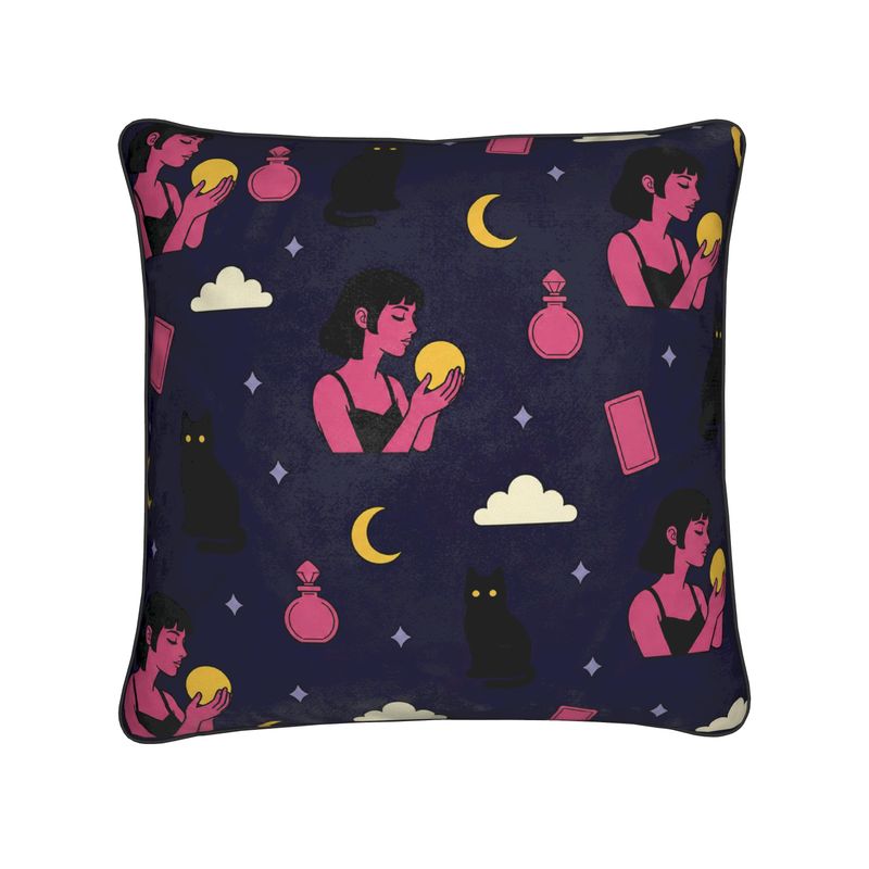 Night Ritual — Oracle & Celestial Velvet Cushion