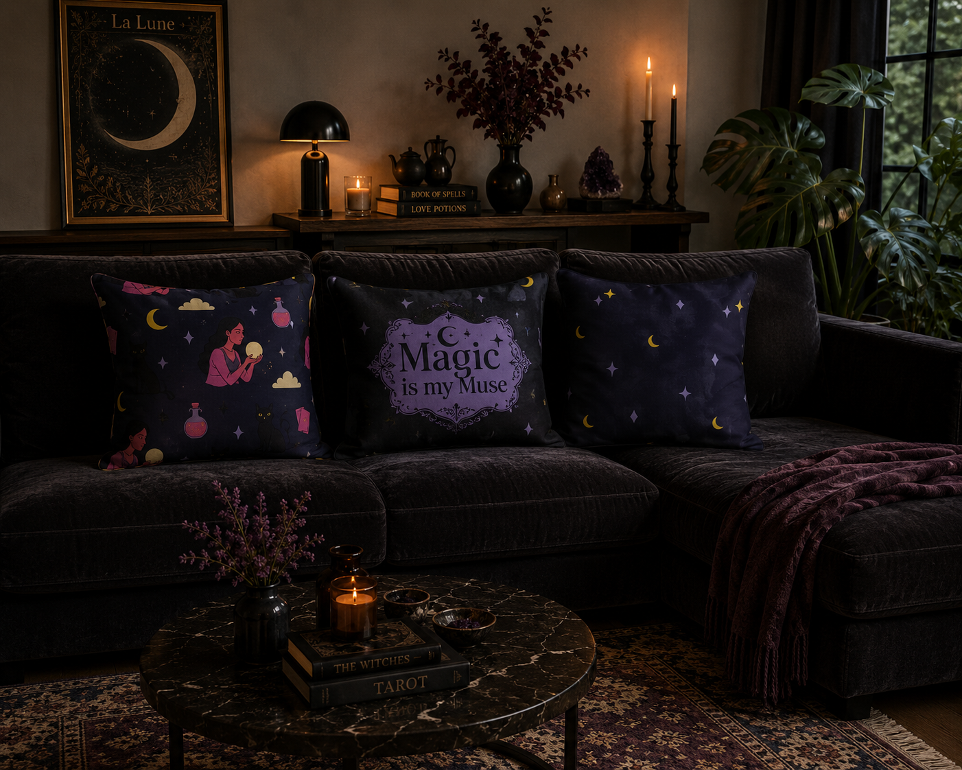Night Ritual — Oracle & Coven Velvet Cushion