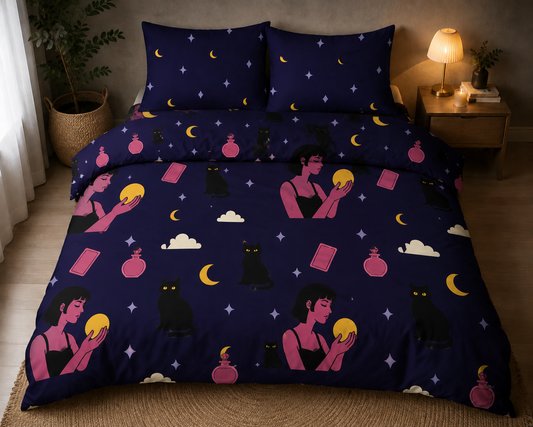Night Ritual — Oracle, Coven & Celestial Silk Doona Set - Limited Edition
