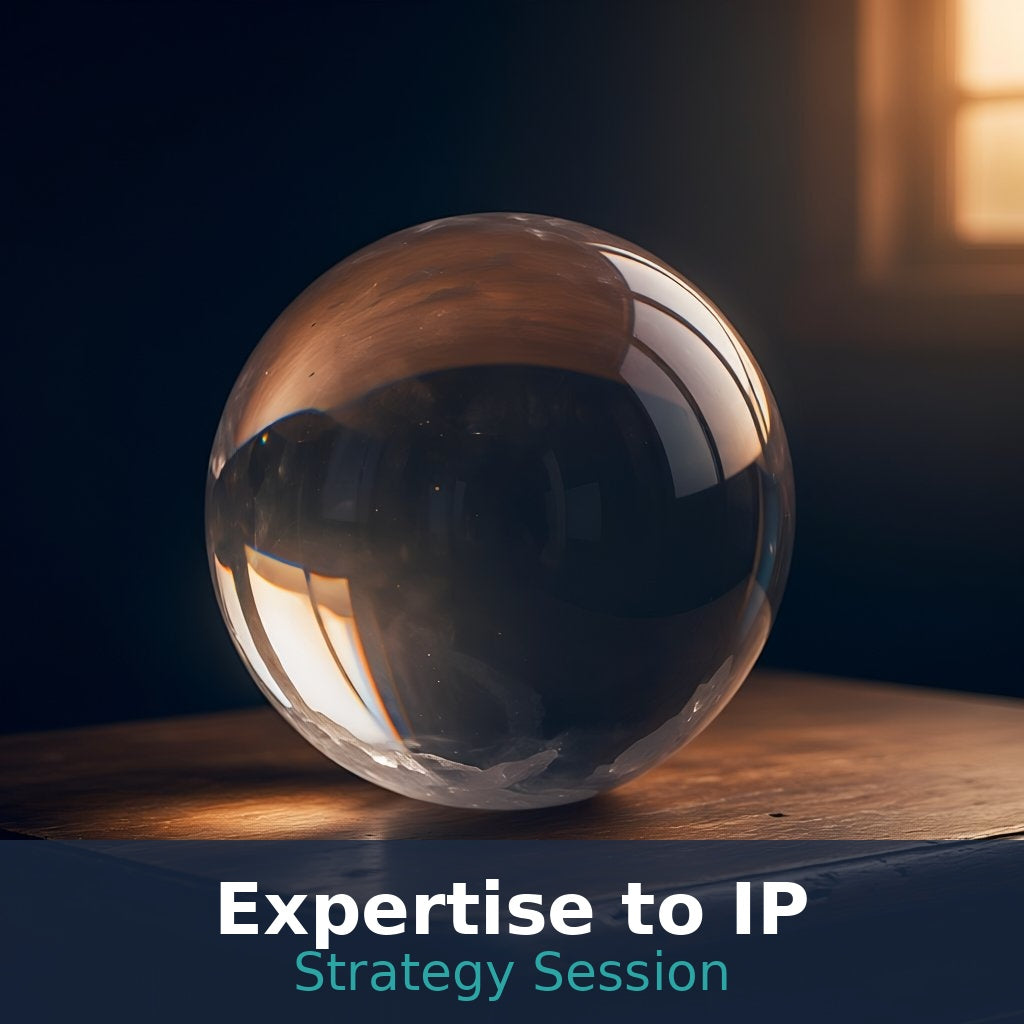 Quartz crystal sphere on a worn wooden desk with warm amber window light, dark navy background.